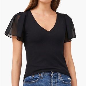 1.STATE Flutter Sleeve Rib Knit T-Shirt Black XS